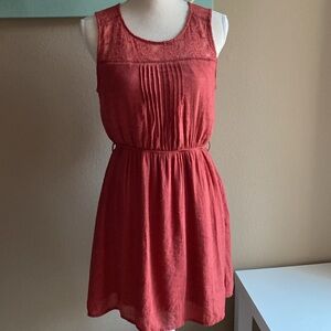 Sienna orange gauze and crochet embroidery lace dress medium comfy